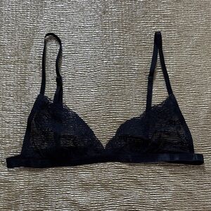 Navy blue lace triangle bralette